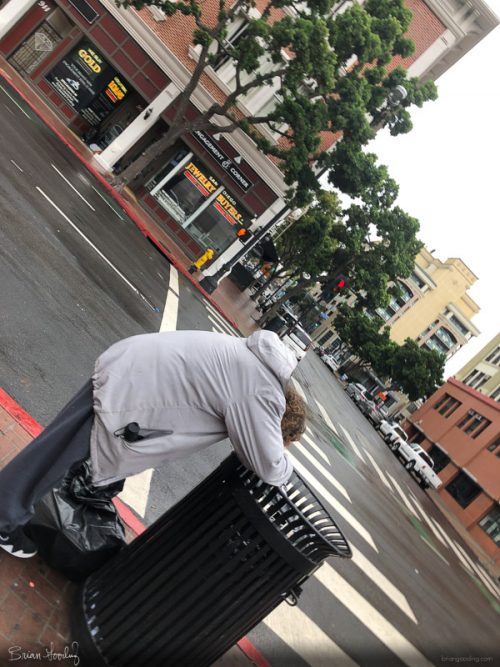 San Diego - head on trash can